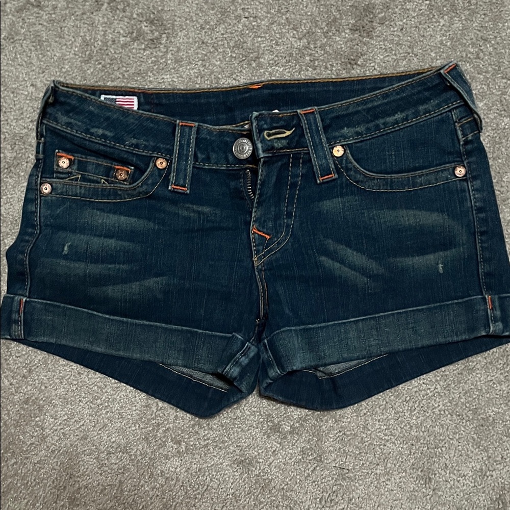 True Religion Dark Blue Jean Shorts